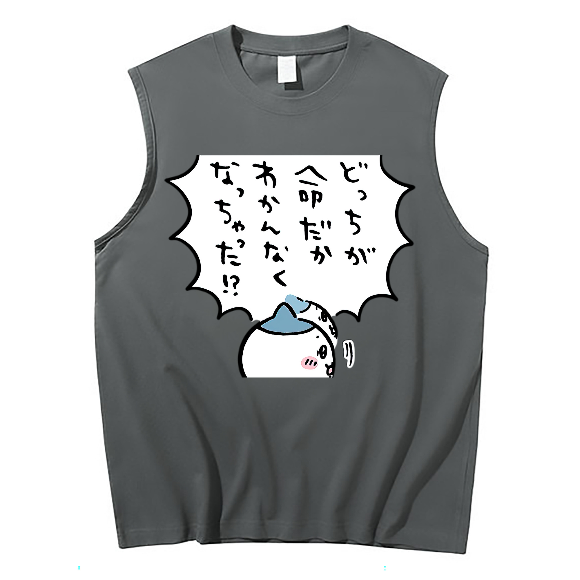 （画像用） ちいかわ ハチワレ Chii-kawa hachiware コットン100％タンクトップ（フロントプリント）